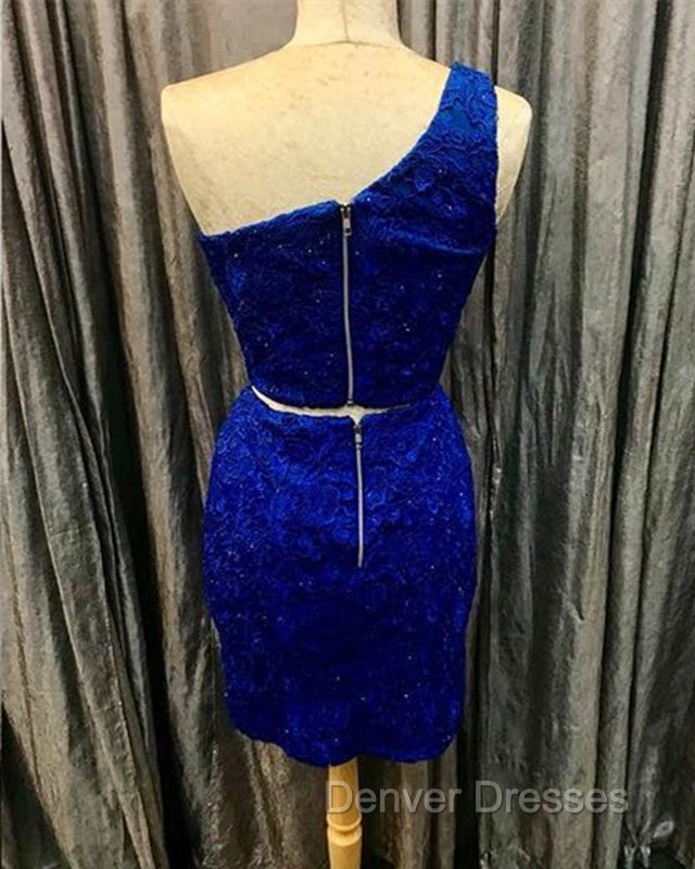 Elegant One Shoulder Homecoming Dress Two Piece Prom Short Dress Secondary image