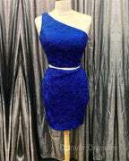 Elegant One Shoulder Homecoming Dress Two Piece Prom Short Dress
