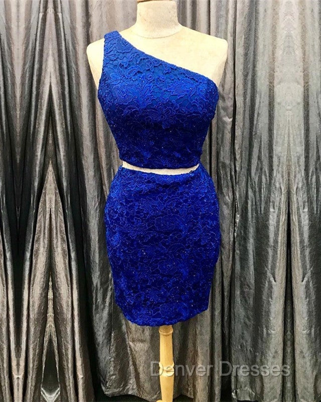 Elegant One Shoulder Homecoming Dress Two Piece Prom Short Dress