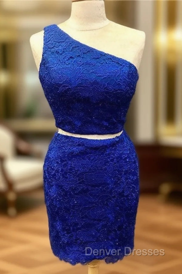 Elegant One Shoulder Homecoming Dress Two Piece Prom Short Dress Main image