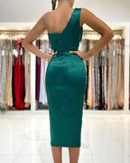 Elegant One Shoulder Short Prom Dress Online With Slit