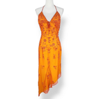 Elegant Orange Spaghetti Straps Beaded Prom Dress Party Dress