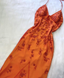Elegant Orange Spaghetti Straps Beaded Prom Dress Party Dress