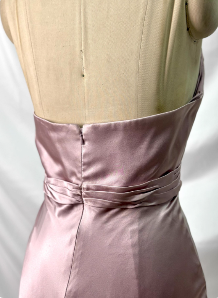 Elegant Pink Halter Neck V-Neck Slim-Fit Satin Long Prom Dress Evening Dress