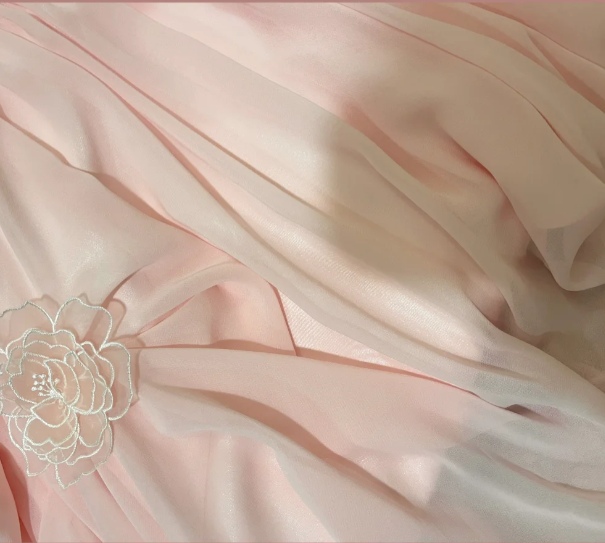 Elegant Pink Off-shoulder 3D Flower Pleated Chiffon Long Prom Dress Secondary image