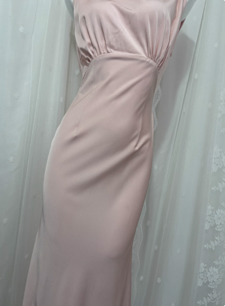 Elegant Pink Sleeveless 3D Floral Crew Neck Satin Long Prom Dress Evening Dress