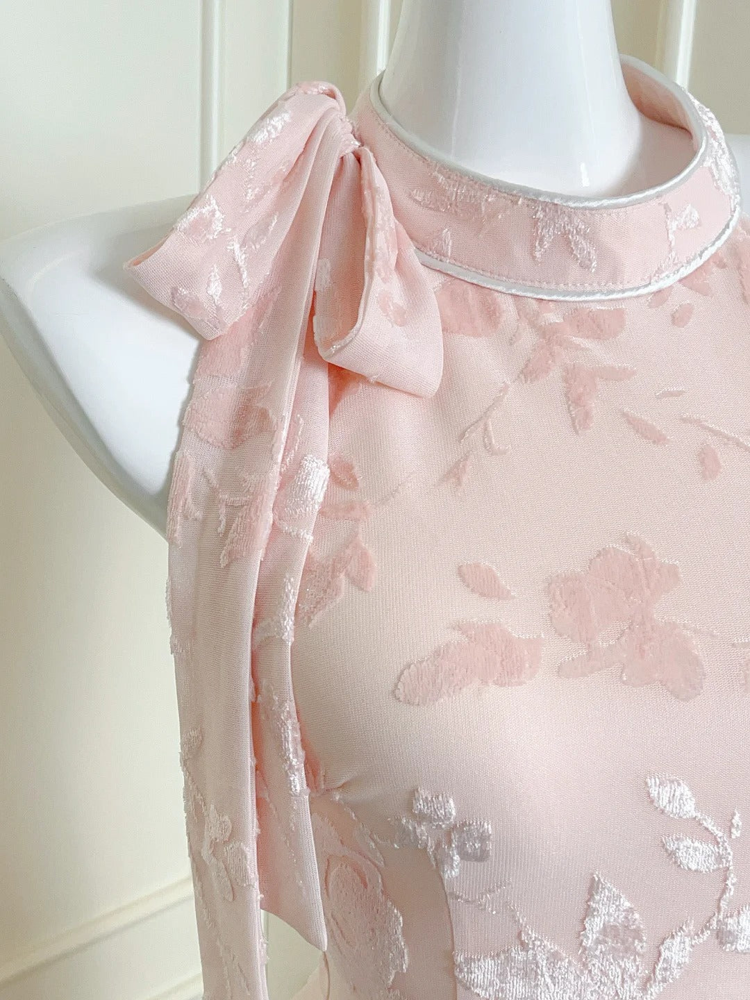 Elegant Pink Slim Halter Neck Jacquard Slit Long Prom Dress Evening Dress
