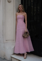 Elegant Pink Strapless A-Line Long Prom Dress