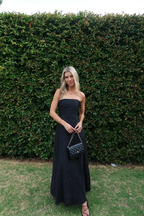 Elegant Pink Strapless A-Line Long Prom Dress