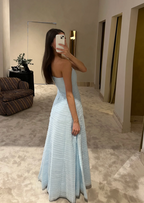 Elegant Pink Strapless A-Line Long Prom Dress
