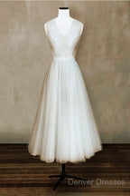 Elegant Pleated Tulle Midi Prom Party Dress