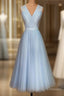 Elegant Pleated Tulle Midi Prom Party Dress