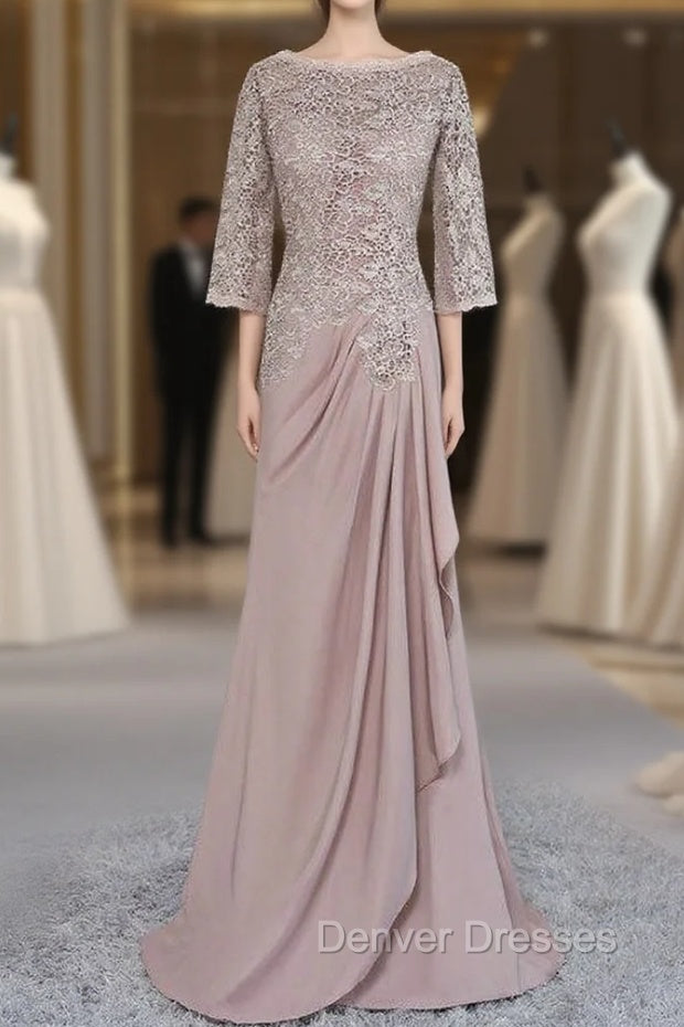 Elegant Plus Size Brown Mother Of The Bride Dress A-line 3/4 Sleeves Main image