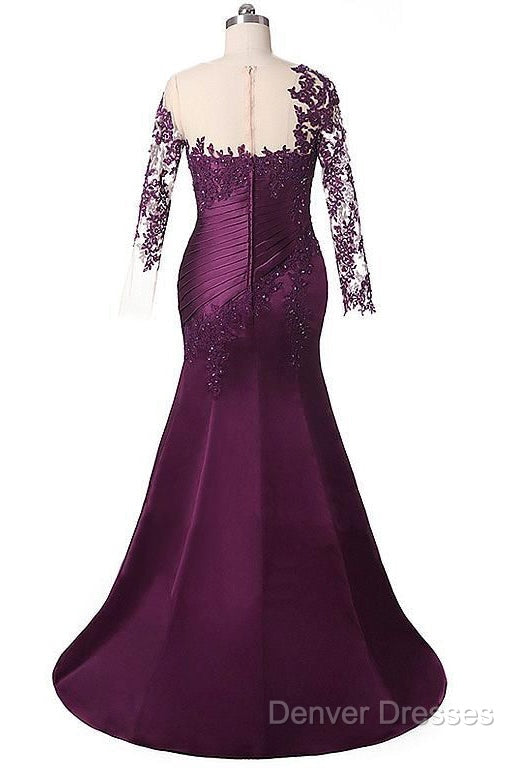 Elegant Plus Size Mermaid Long Sleeves Floor-Length Prom Dress With Lace Appliques Secondary image