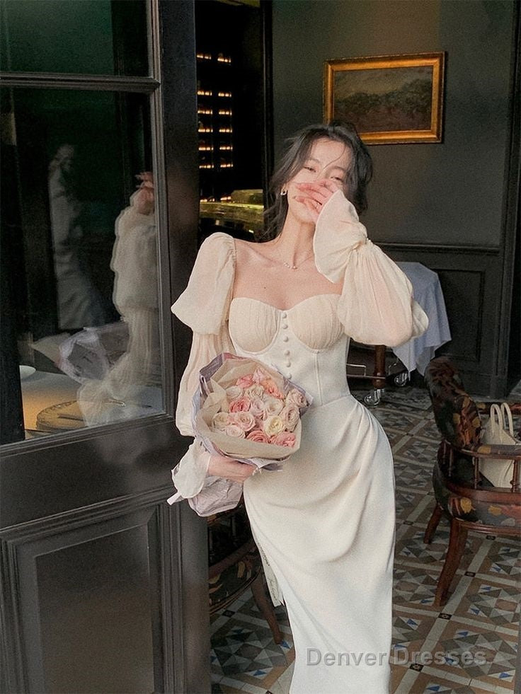 Elegant Puff Sleeve Midi Corset Maxi Prom Dresses Evening Birthday Outfits Main image