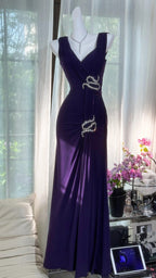 Elegant Purple Strapless Chiffon Long Prom Dress