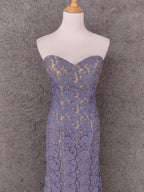 Elegant Purple Sweetheart Neck Split Lace Long Prom Dress Evening Dress