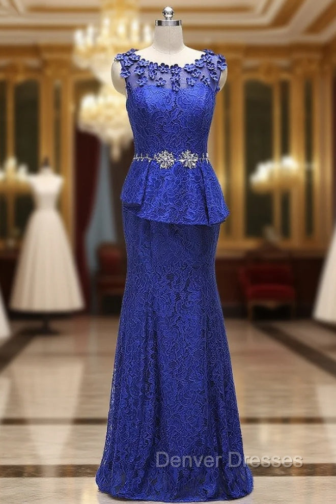 Elegant Royal Blue A-line Half Sleeves Lace Mother Of The Bride Dress Main image