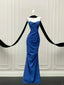 Elegant Royal Blue Mermaid Strapless Pleated Long Prom Dress Evening Dress