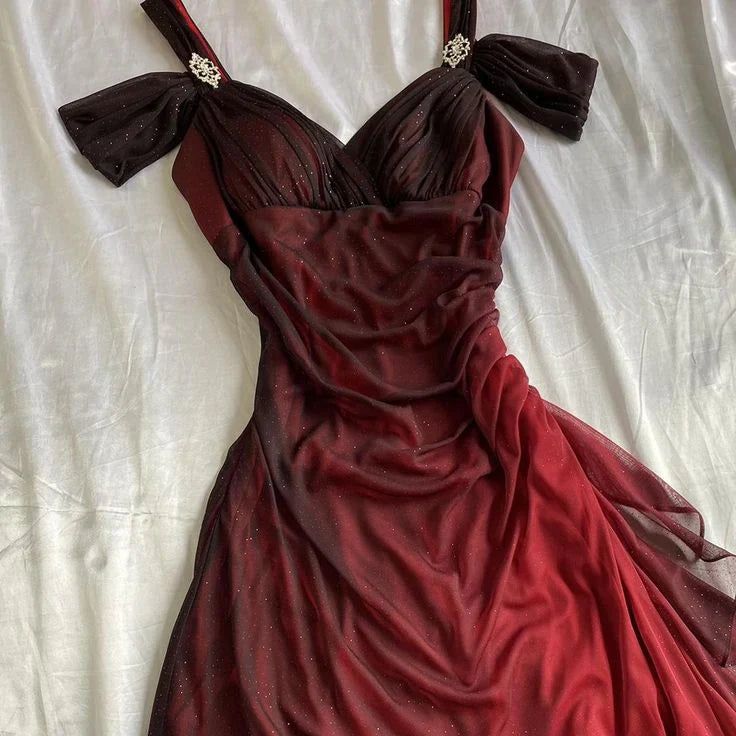 Affordable Party Dress Under $160’œElegant  Purple Glitter Ruffled Chiffon Prom Dress