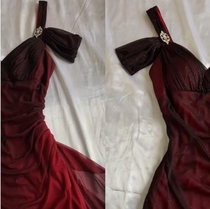 Affordable Party Dress Under $160’œElegant  Purple Glitter Ruffled Chiffon Prom Dress