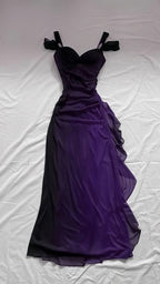 Affordable Party Dress Under $160’œElegant  Purple Glitter Ruffled Chiffon Prom Dress