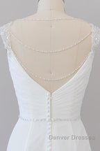 Elegant Ruffle Beading Chiffon Sheath Wedding Dress