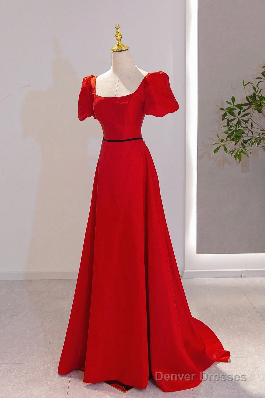 Elegant Satin Long Prom Dress, Simple A-Line Red Evening Party Dress Secondary image