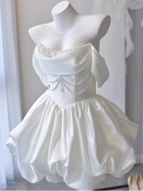 Elegant Satin One Shoulder Short Birthday Dress Homecoming Dress Secondary image