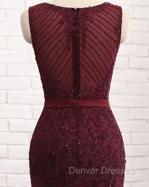 Elegant Scoop Sleeveless Tulle Mermaid Appliques Sequins Zipper Prom Dress