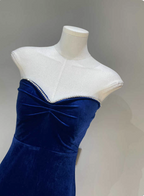 Elegant Sexy Royal Blue Sweetheart Neck Velvet Long Prom Dress Evening Dress