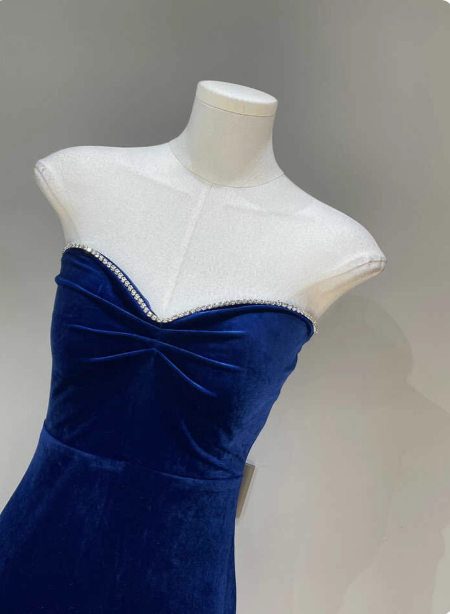 Elegant Sexy Royal Blue Sweetheart Neck Velvet Long Prom Dress Evening Dress