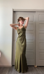 Elegant Sheath Olive Green Prom Dress Long Formal Dress
