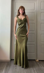 Elegant Sheath Olive Green Prom Dress Long Formal Dress