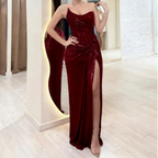 Elegant Sheath Strapless Pink Sequin Slit Long Prom Dress Party Dress 22Th Birthday Outfits Graduation Dress