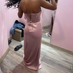 Elegant Sheath Sweetheart Sequin Pink Satin Slit Prom Dress Evening Dress