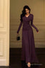 Elegant Sheath V Neckline Grape Long Prom Dresses Birthday Outfits Evening Gown