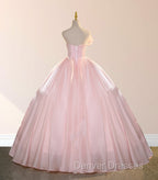 Elegant Shiny Pink Organza Ball Gown Quinceanera Dress
