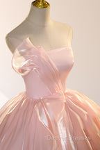 Elegant Shiny Pink Organza Ball Gown Quinceanera Dress