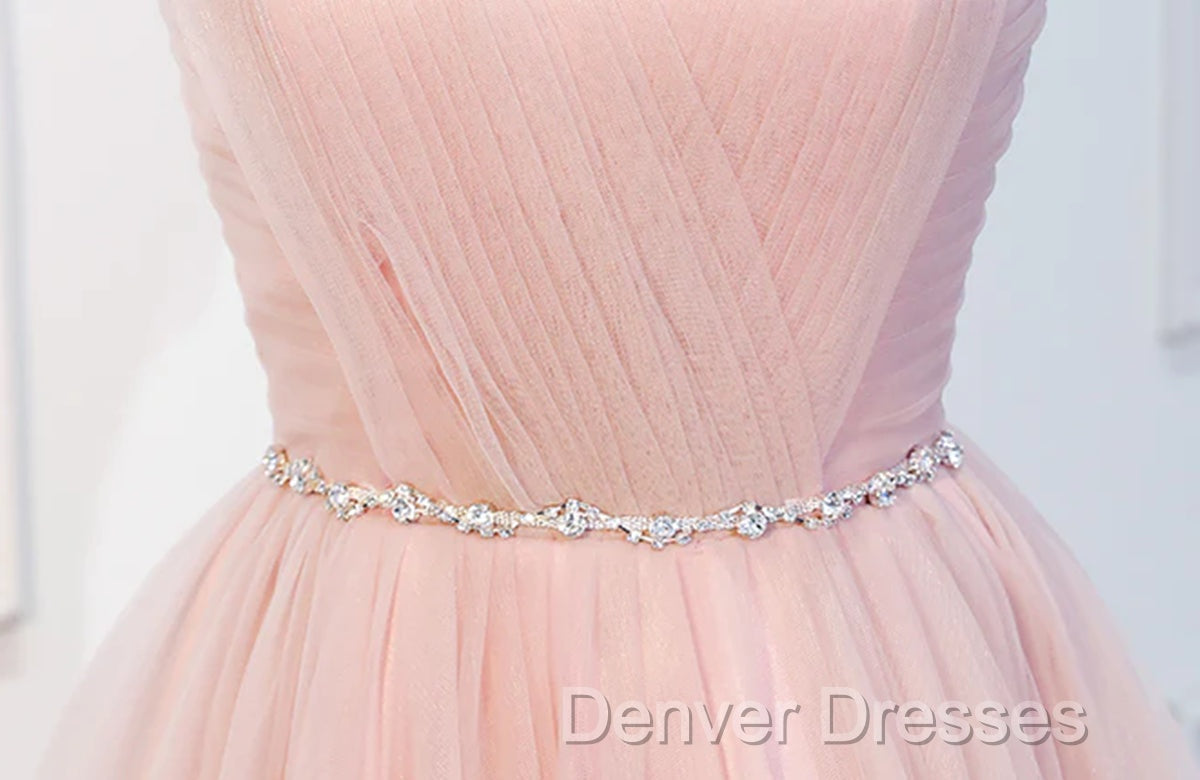 Elegant Short Pink Tulle Prom Dress, Short Pink Tulle Formal Homecoming Dress