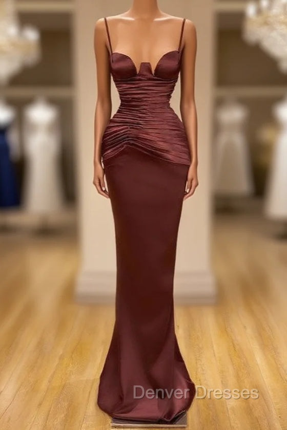Elegant Spaghetti-Straps Mermaid Evening Party Gowns Long Prom Dress