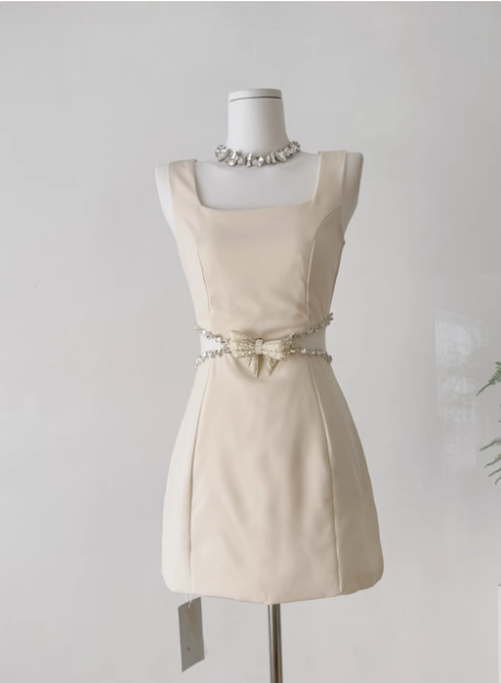 Elegant Square Neck Sleeveless Hollow Diamond Birthday Short Skirt Homecoming Dress Secondary image