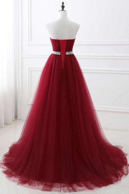 Elegant Strapless Sweetheart Tulle Ball Gown Prom Dress Long Secondary image