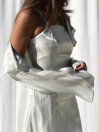 Elegant Straps Pleated Ruffles Long Prom Dress Evening Gown