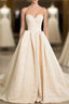 Elegant Sweetheart Neck Satin Long Prom Dress Ball Gown