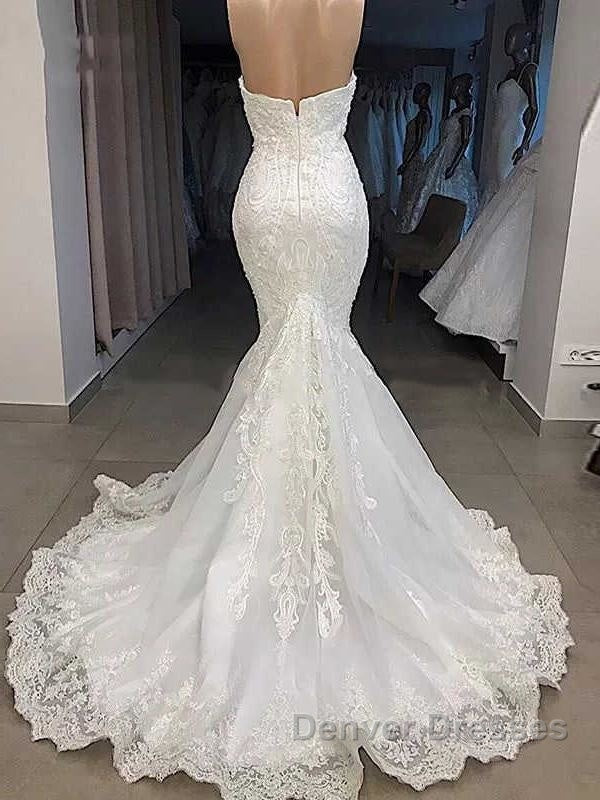 Elegant Sweetheart Short Sleeves Lace Mermaid Wedding Dress