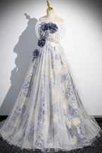 Elegant Tulle Floor Length Prom Dress, Off The Shoulder Evening Party Dress
