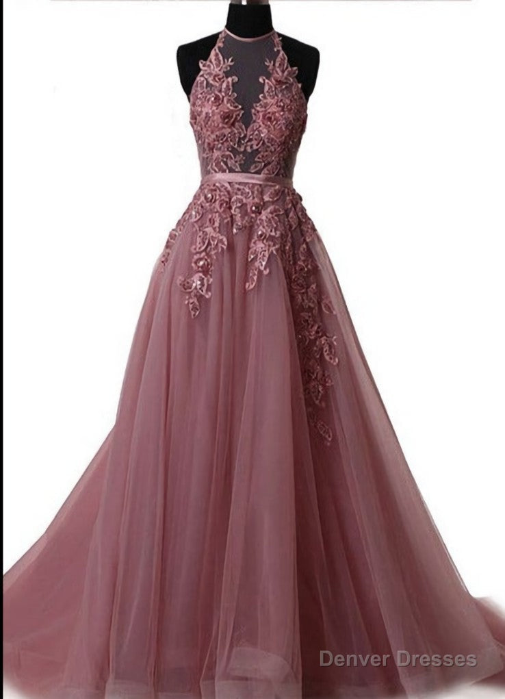 Elegant tulle lace long prom dress, lace evening dress Secondary image