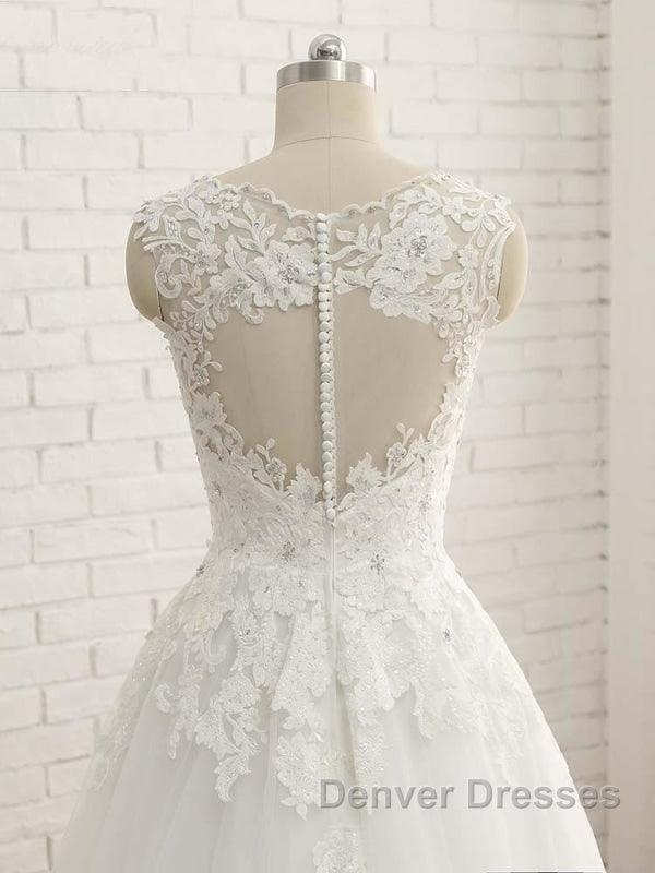 Elegant V-Neck Lace Ball Gown Wedding Dress