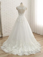 Elegant V-Neck Lace Ball Gown Wedding Dress